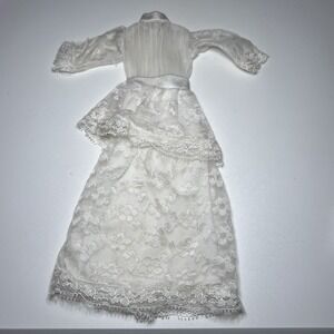 Vintage Barbie Doll Style White Lace Wedding Dress 1960s or 1970s